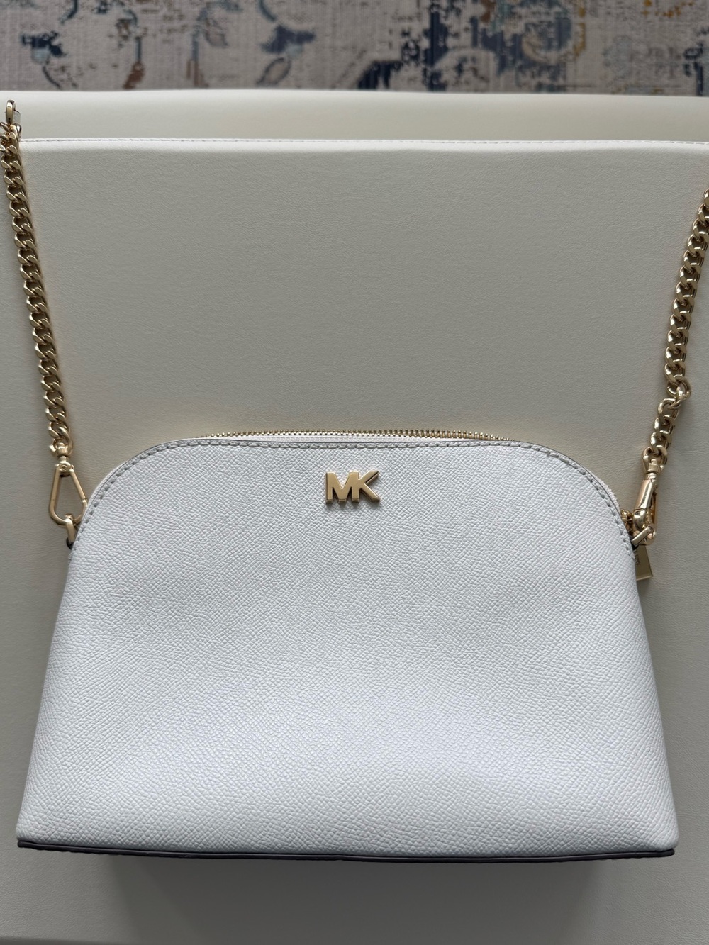 Optic White Michael Kors Large Dome Crossbody Bag